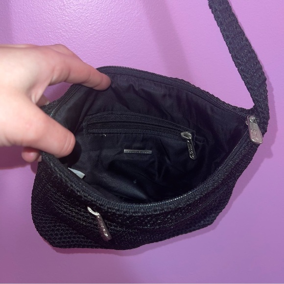 The Sak Crochet Purse Original Black Shoulder Crossbody Bag Zipper Boho - Picture 7 of 8